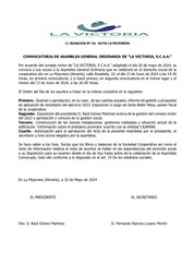 CONVOCATORIA ASAMBLEA GENERAL ORDINARIA 13-06-2024